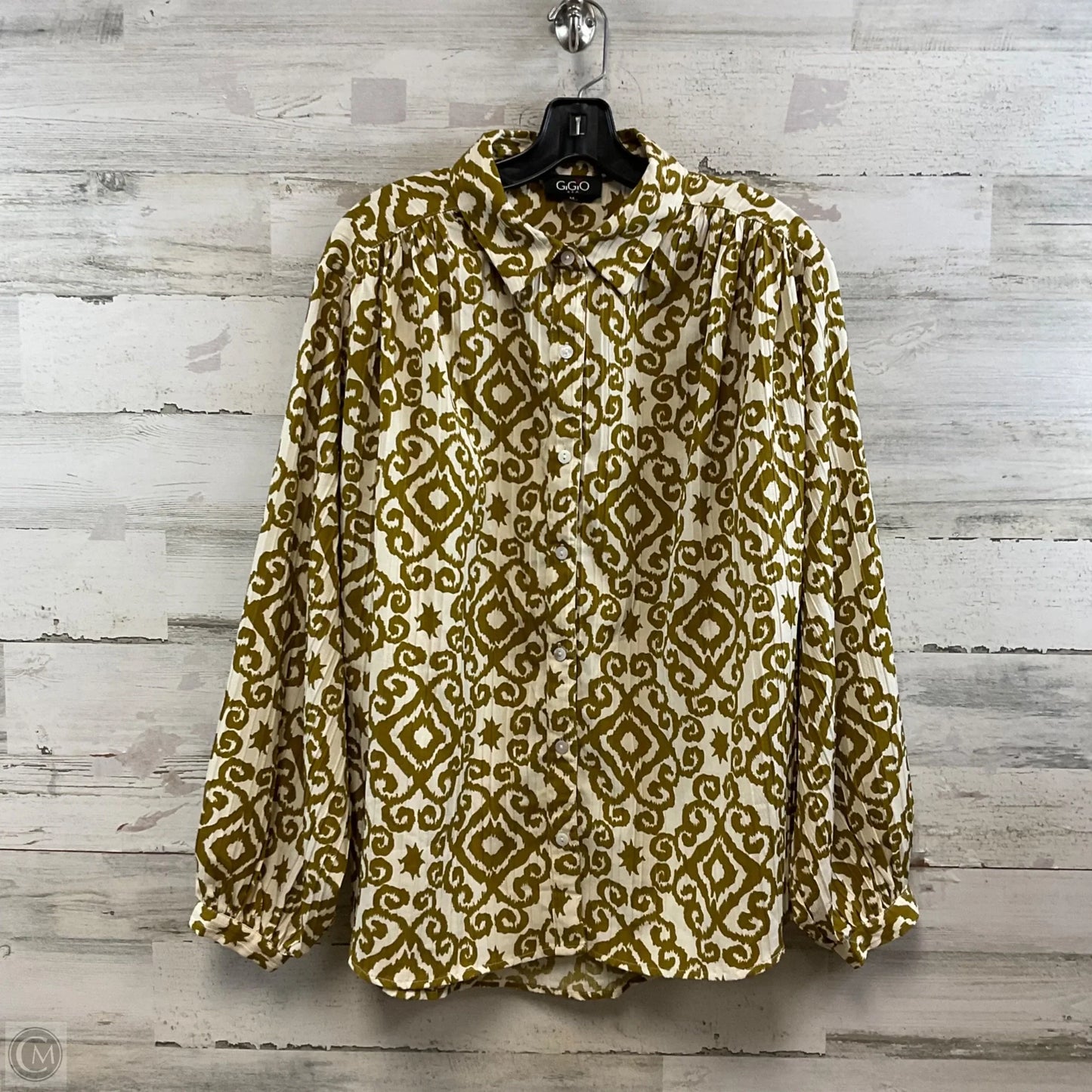 Blouse Long Sleeve By Gigio In Gold, Size: M