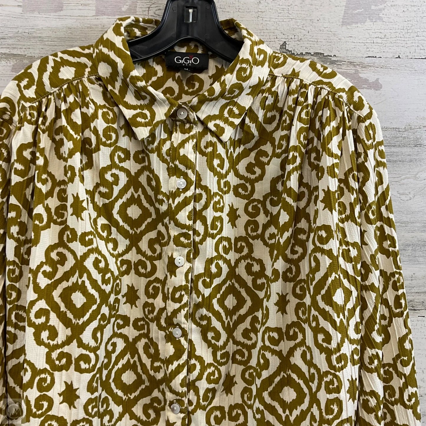 Blouse Long Sleeve By Gigio In Gold, Size: M