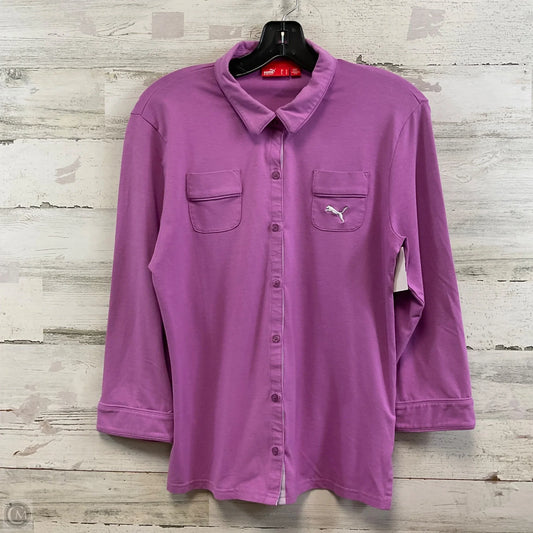 Athletic Top Long Sleeve Collar By Puma In Purple, Size: Xl