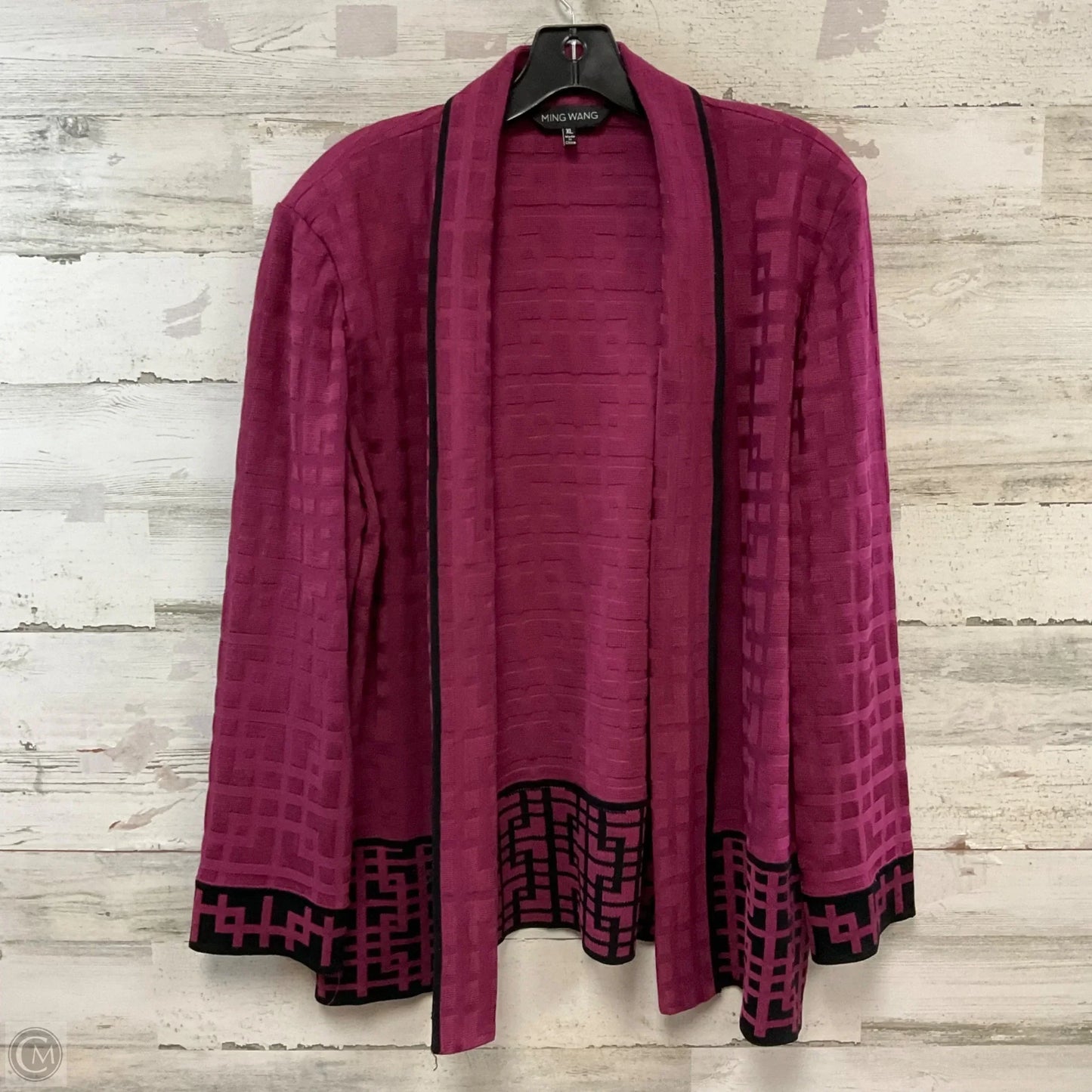 Cardigan By Ming Wang In Maroon, Size: Xl