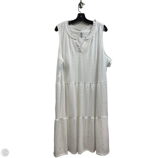 Dress Casual Midi By Croft And Barrow In White, Size: 2x