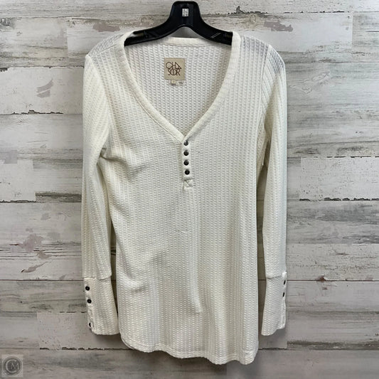 Top Long Sleeve By Chaser In Cream, Size: S