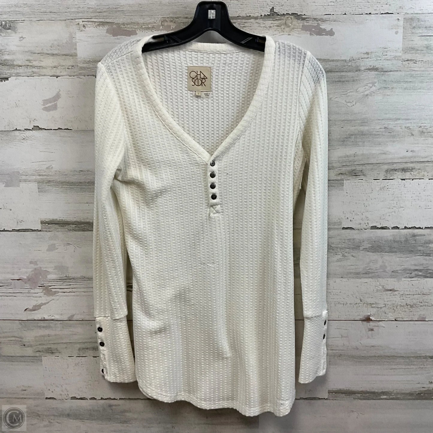 Top Long Sleeve By Chaser In Cream, Size: S