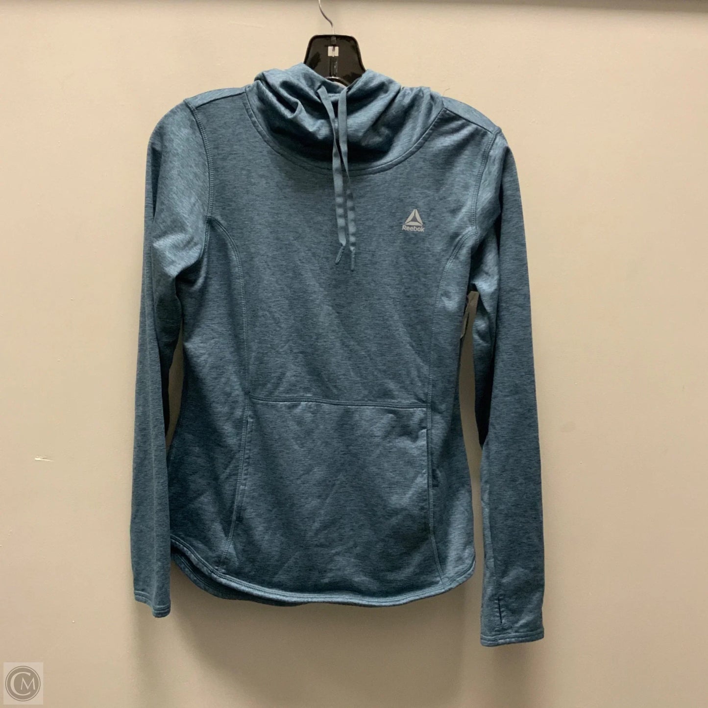 Athletic Top Long Sleeve Collar By Reebok In Blue, Size: S