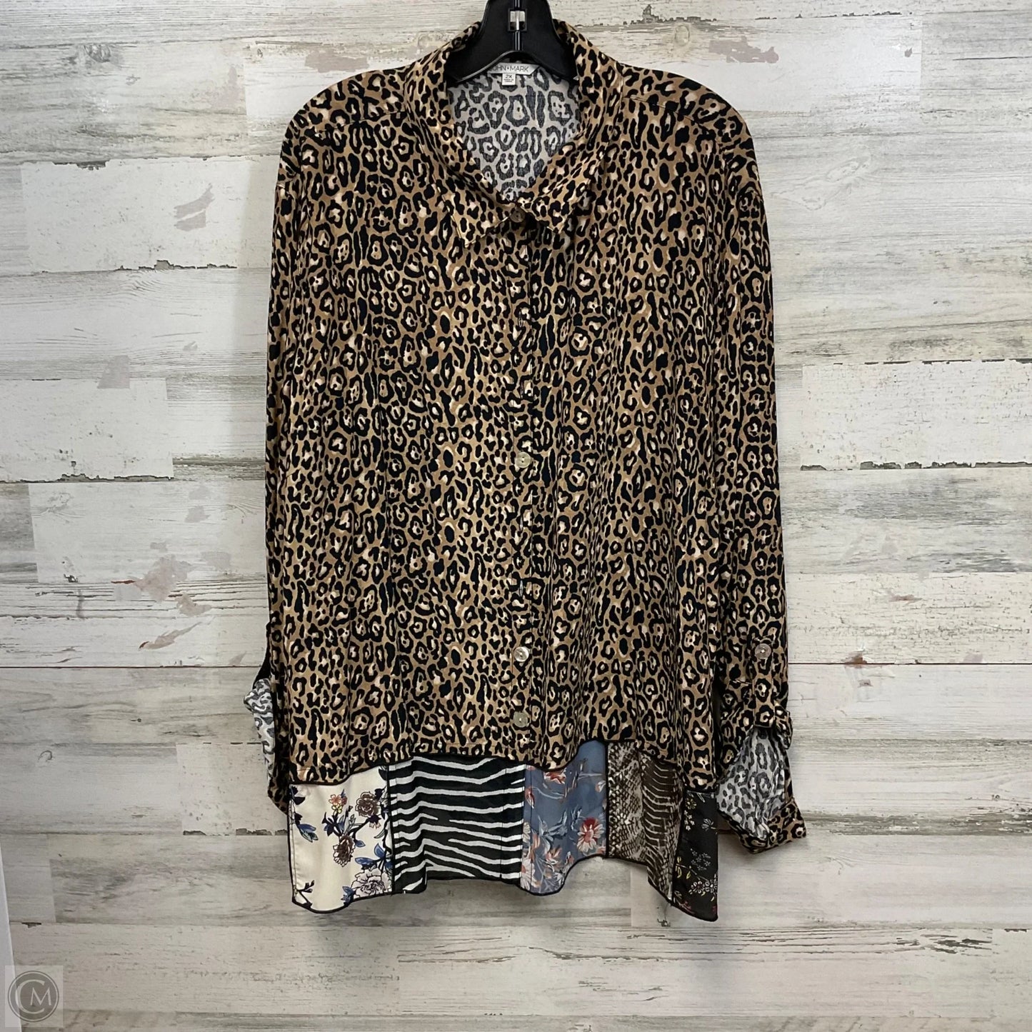 Blouse Long Sleeve By John Mark In Animal Print, Size: 2x