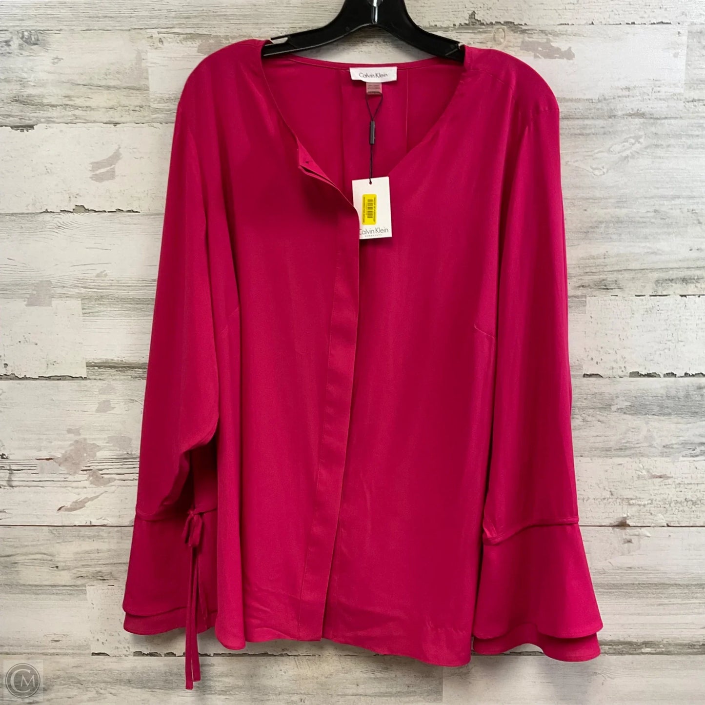 Blouse Long Sleeve By Calvin Klein In Pink, Size: 1x