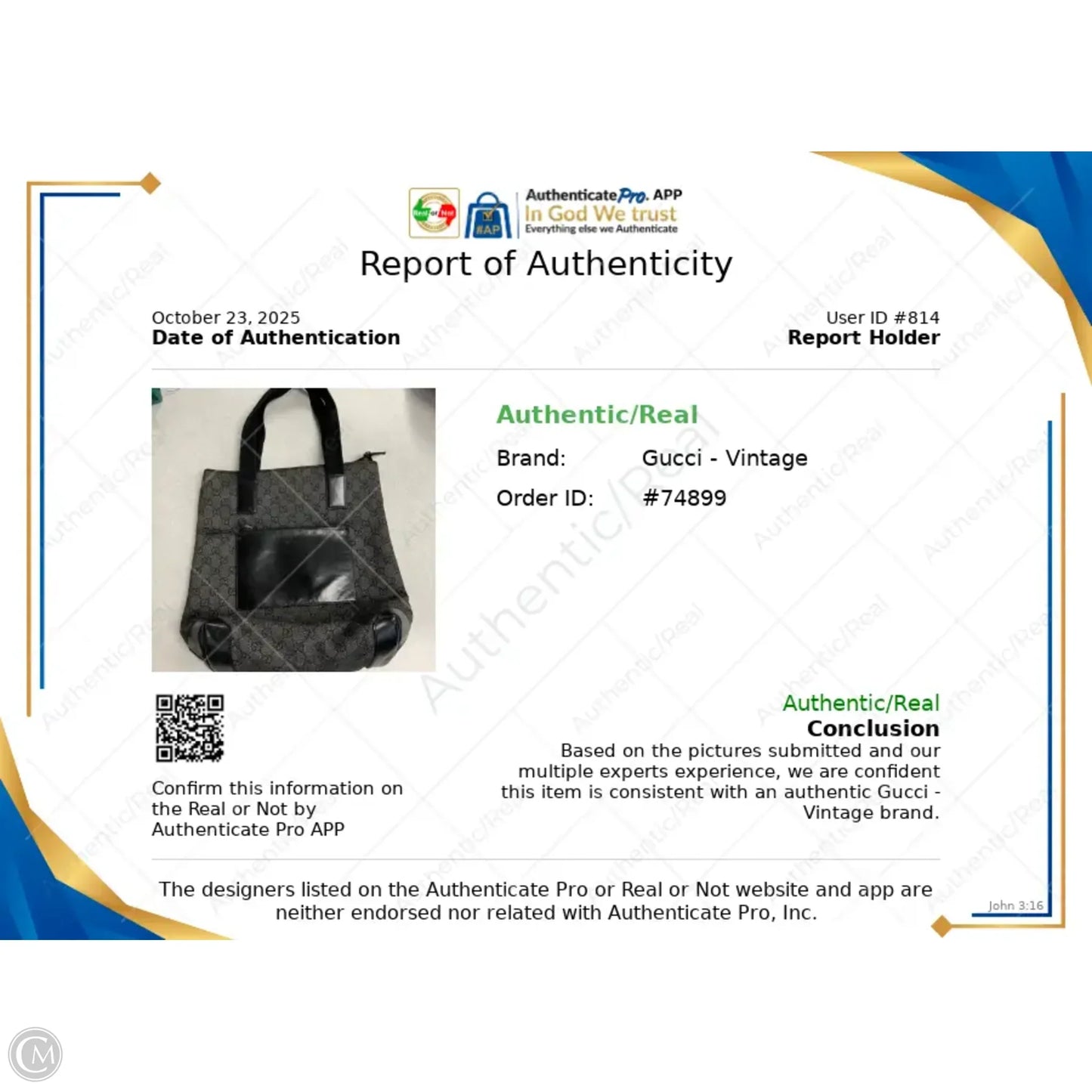 Handbag Luxury Designer By Gucci, Size: Large