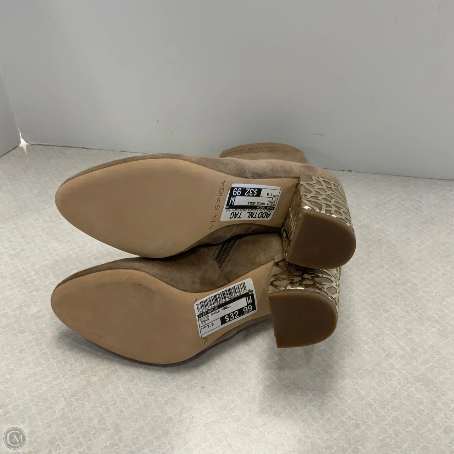 Boots Ankle Heels By Via Spiga In Brown, Size: 7.5