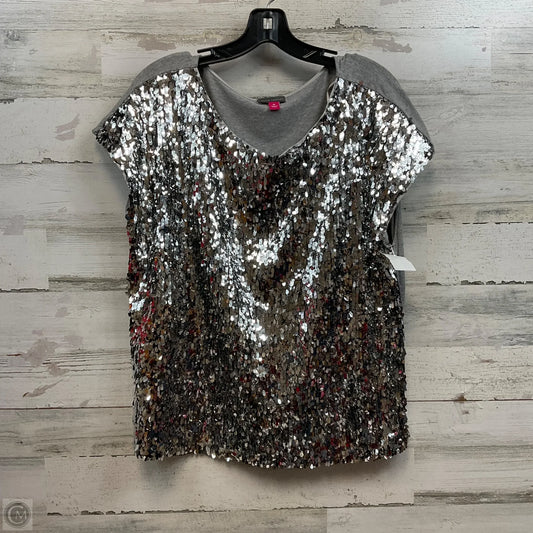 Top Short Sleeve By Vince Camuto In Silver, Size: M