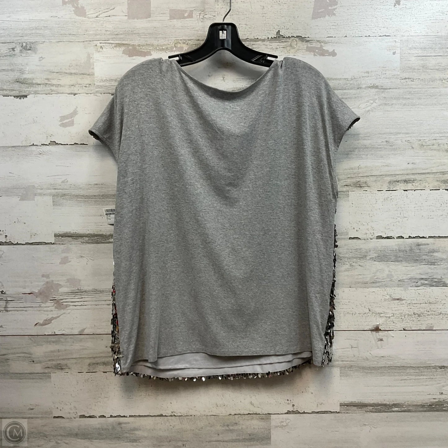 Top Short Sleeve By Vince Camuto In Silver, Size: M