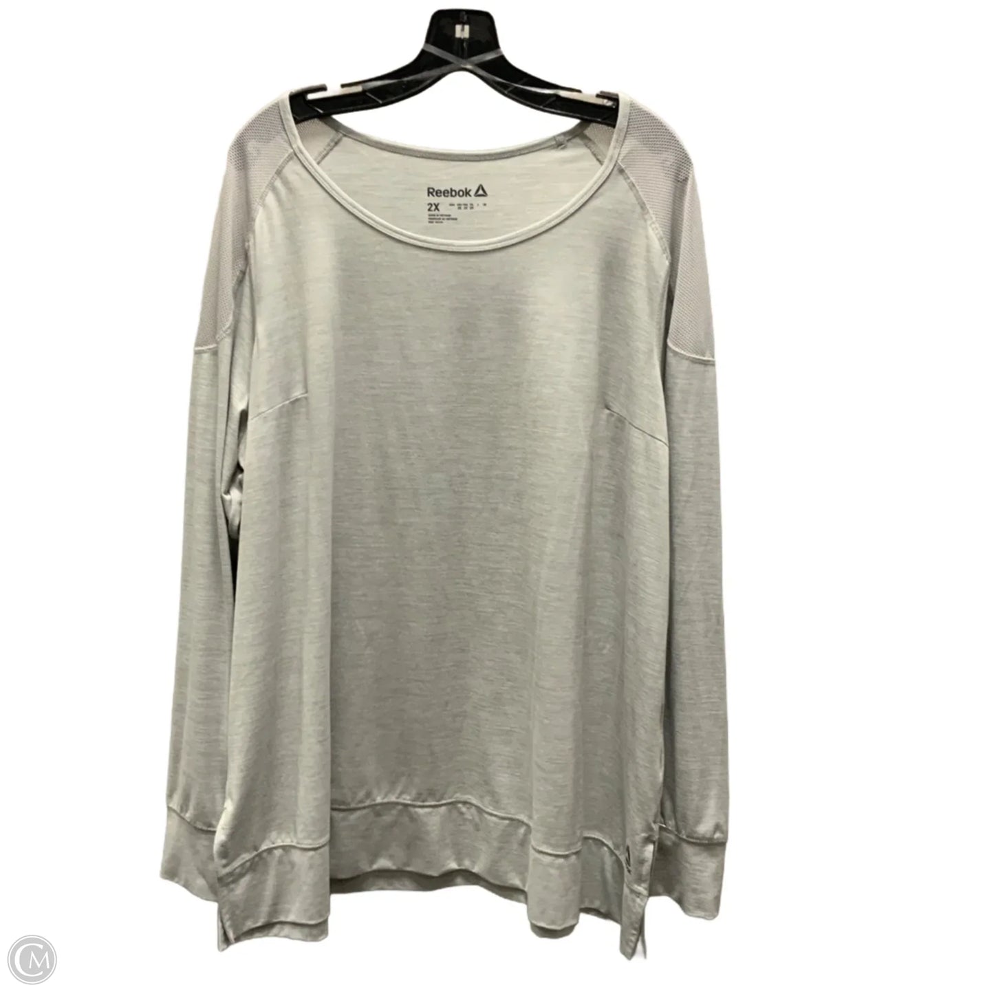 Athletic Top Long Sleeve Crewneck By Reebok In Grey, Size: 2x