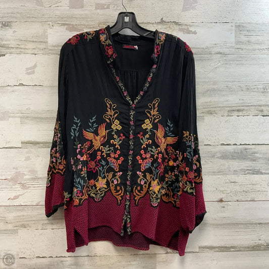 Blouse Long Sleeve By Johnny Was In Black, Size: L