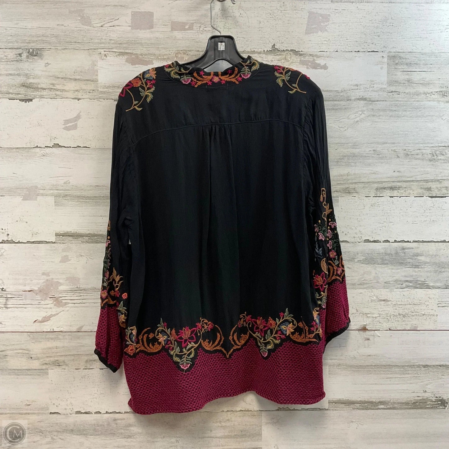 Blouse Long Sleeve By Johnny Was In Black, Size: L