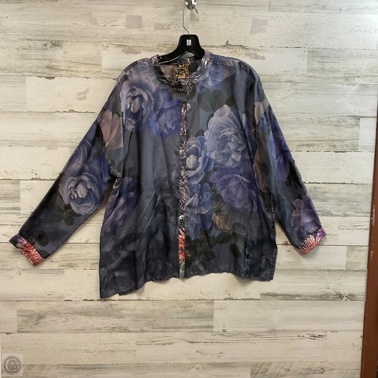 Blouse Long Sleeve By Johnny Was In Blue, Size: M