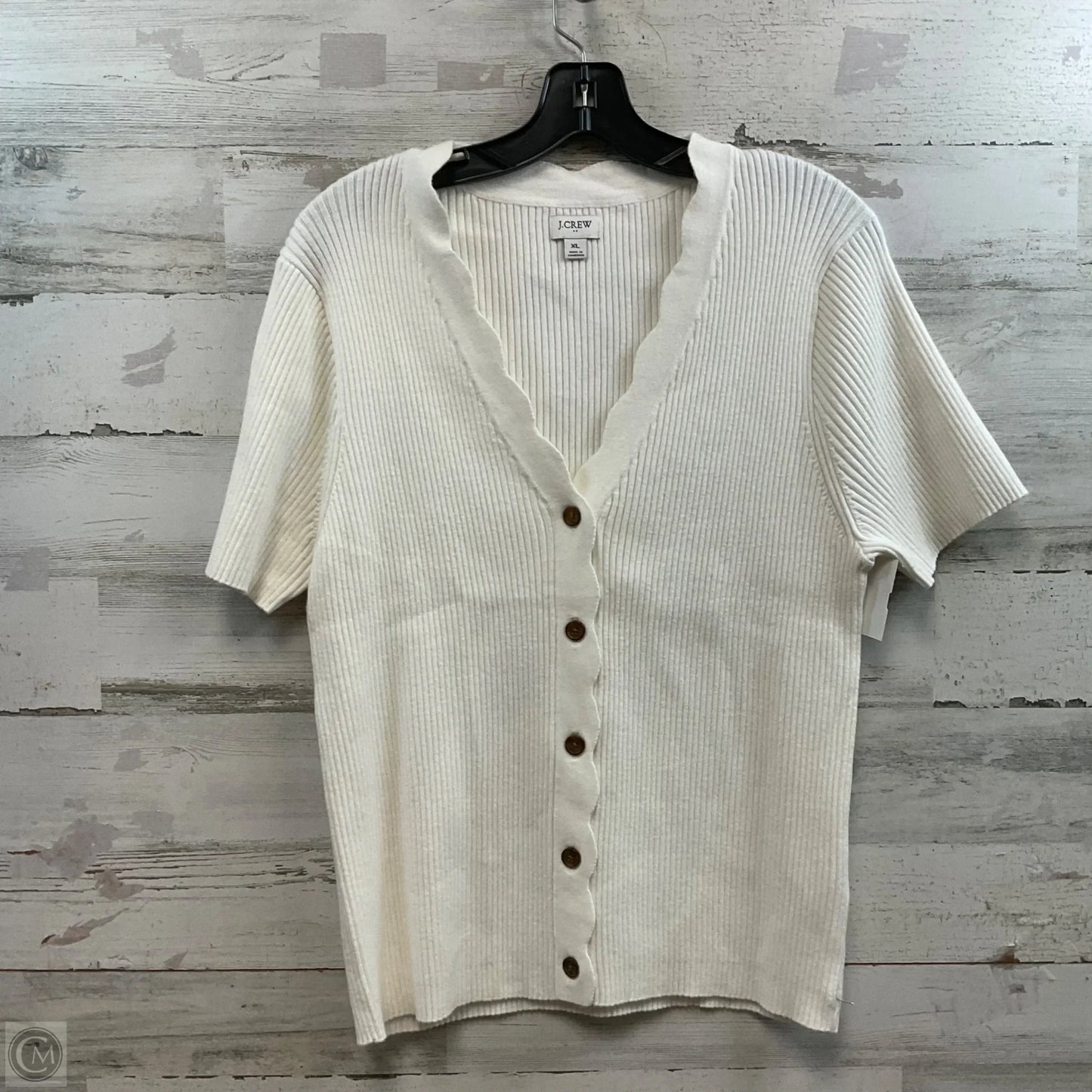 Sweater Short Sleeve By J. Crew In Cream, Size: Xl