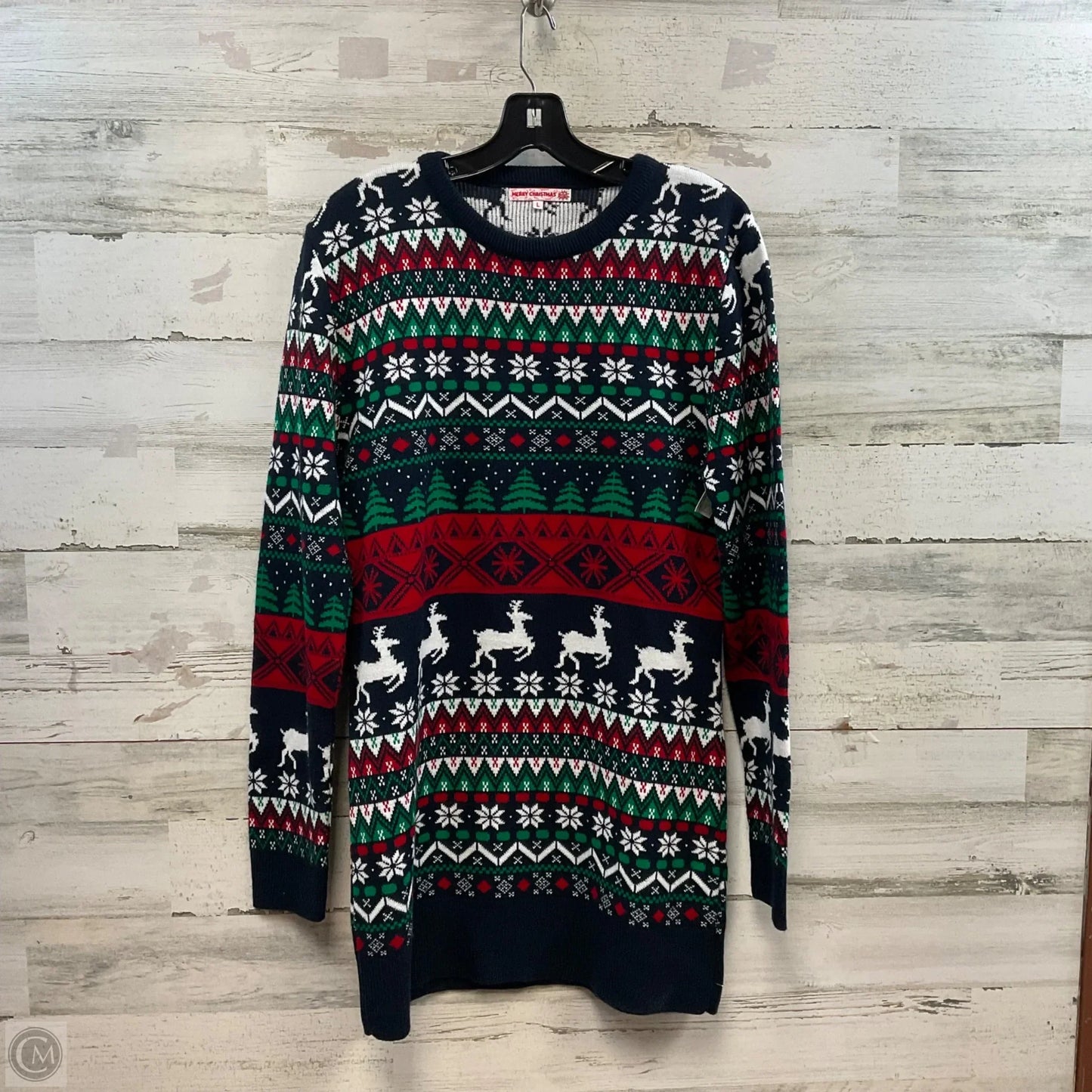 Dress Sweater By Merry Christmas In Blue, Size: L