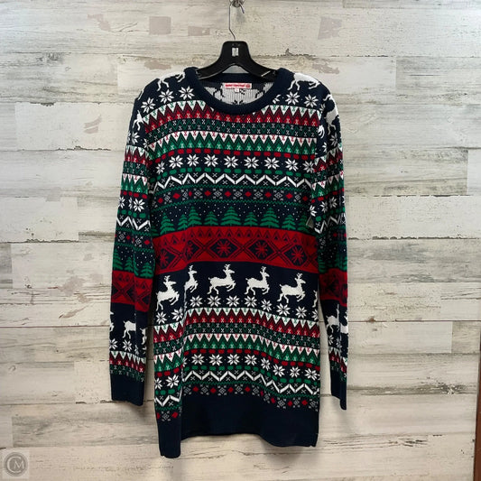 Dress Sweater By Merry Christmas In Blue, Size: L