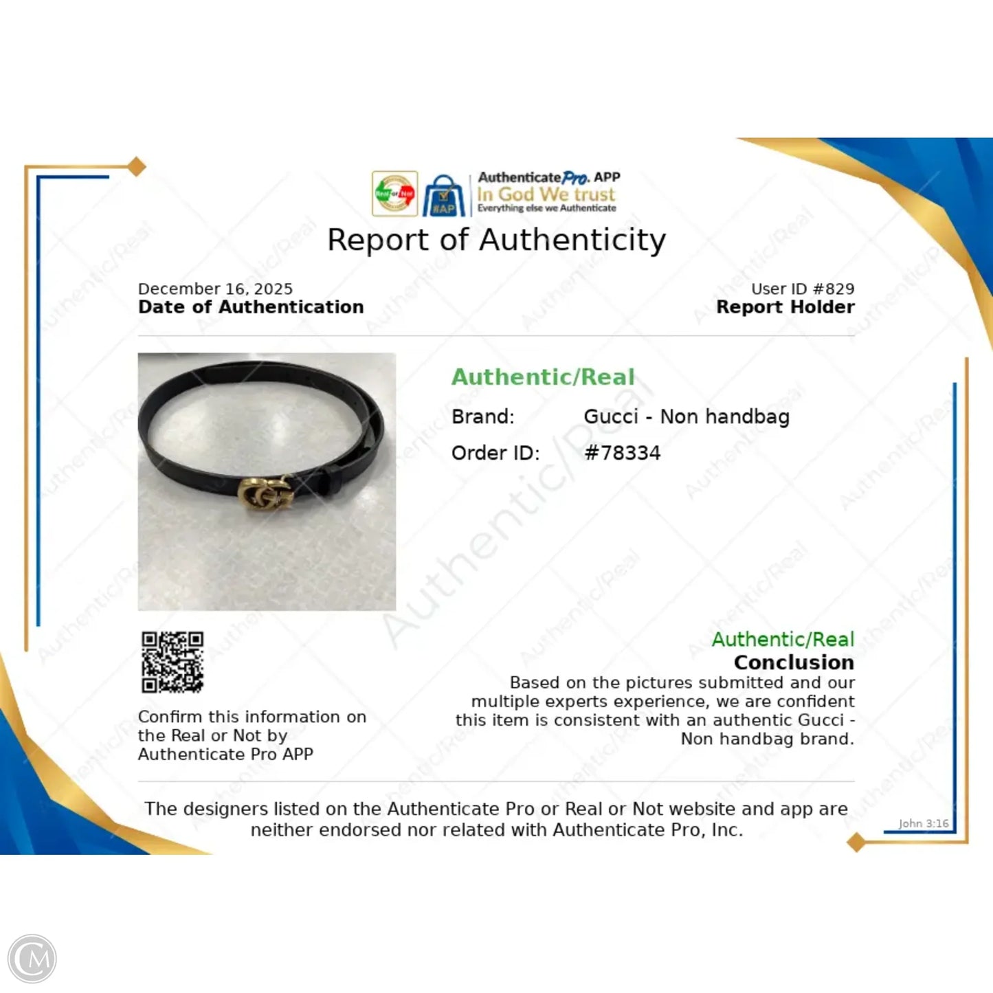 Belt Luxury Designer By Gucci