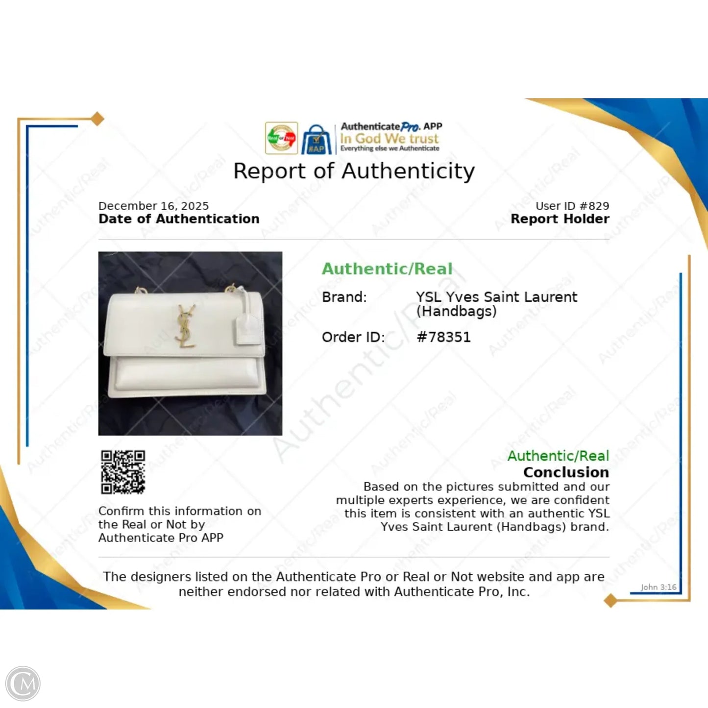 Handbag Luxury Designer By Yves Saint Laurent, Size: Medium