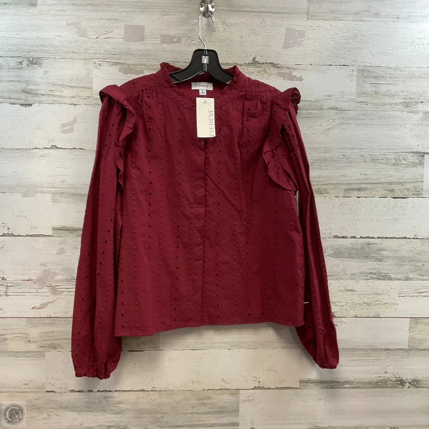 Top Long Sleeve By Evereve In Red, Size: M