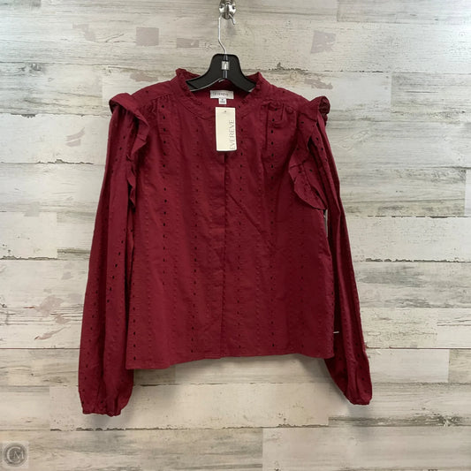 Top Long Sleeve By Evereve In Red, Size: M