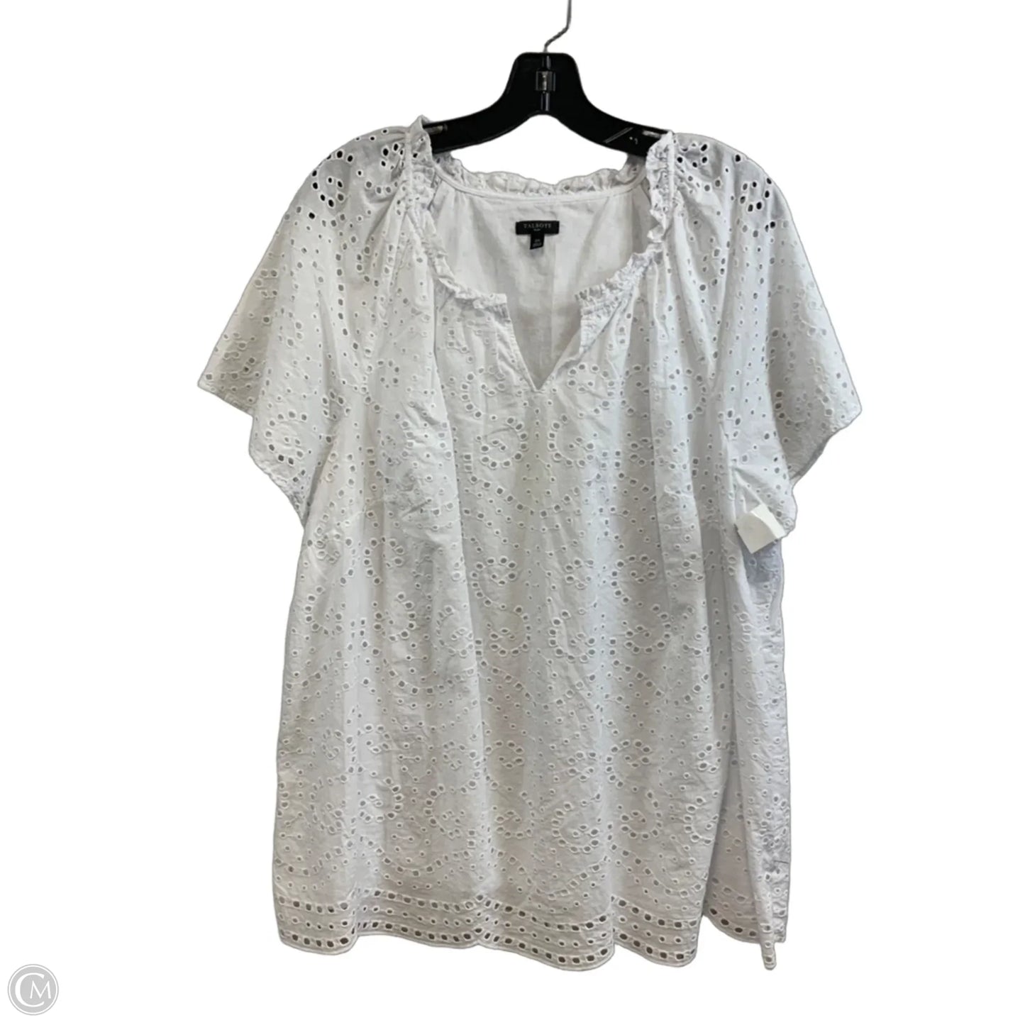 Top Short Sleeve By Talbots In White, Size: 2x