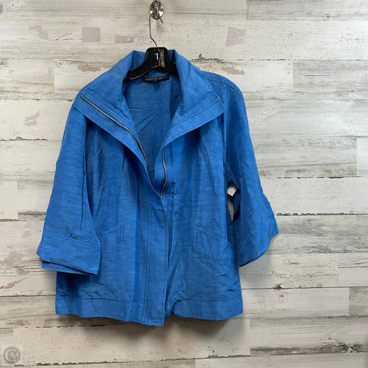 Top Long Sleeve Designer By Lafayette 148 In Blue, Size: L