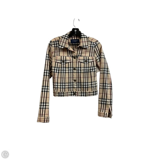 Jacket Luxury Designer By Burberry In Plaid Pattern, Size: S