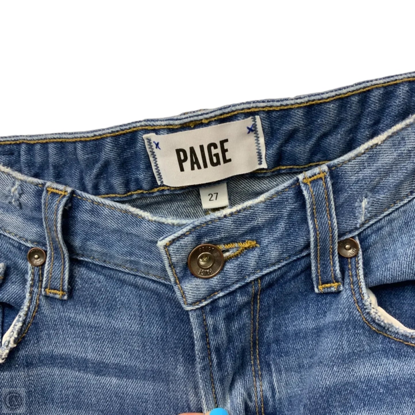 Jeans Straight By Paige In Blue Denim, Size: 4