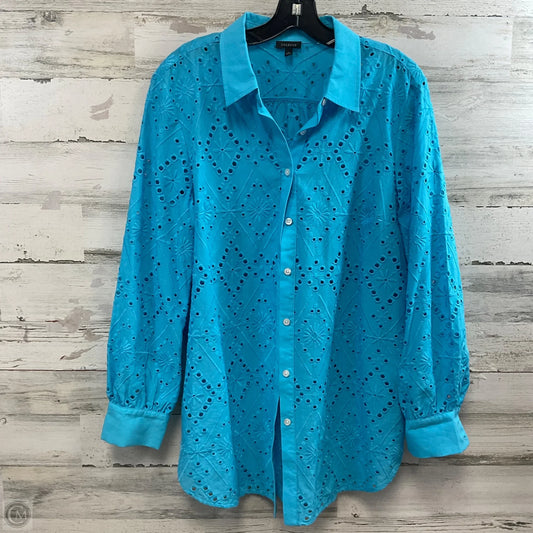Blouse Long Sleeve By Talbots In Blue, Size: L