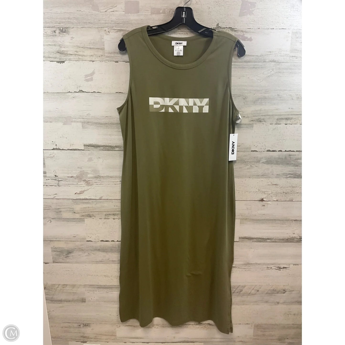 Dress Casual Midi By Dkny In Green, Size: L