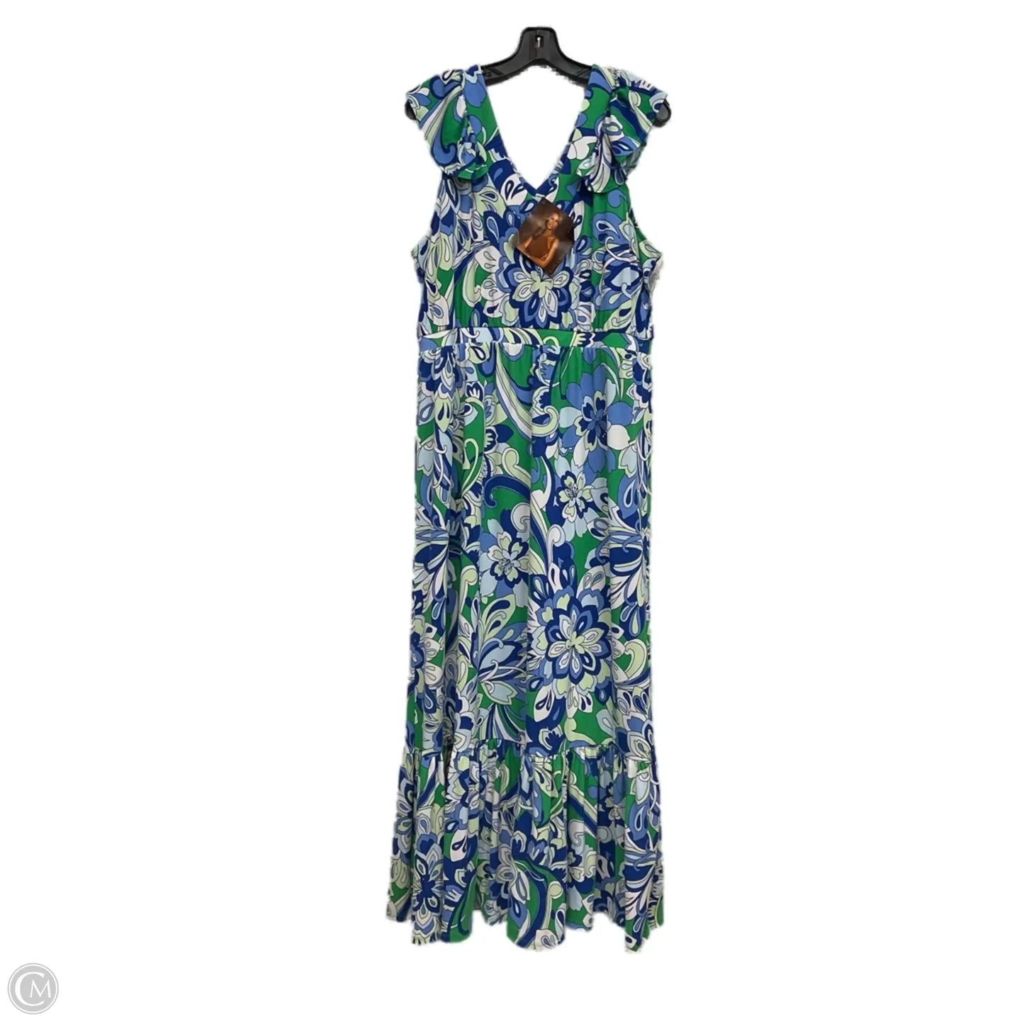 Dress Casual Maxi By Iman Hsn In Blue & Green, Size: Xl