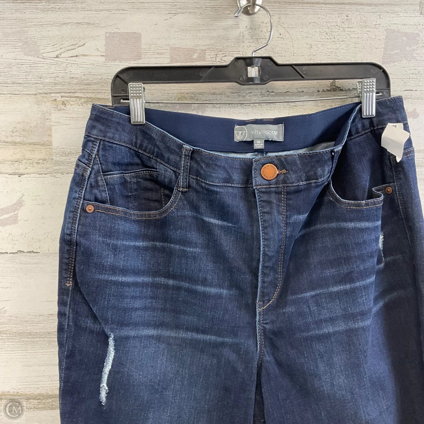 Jeans Boot Cut By Wit & Wisdom In Blue Denim, Size: 16