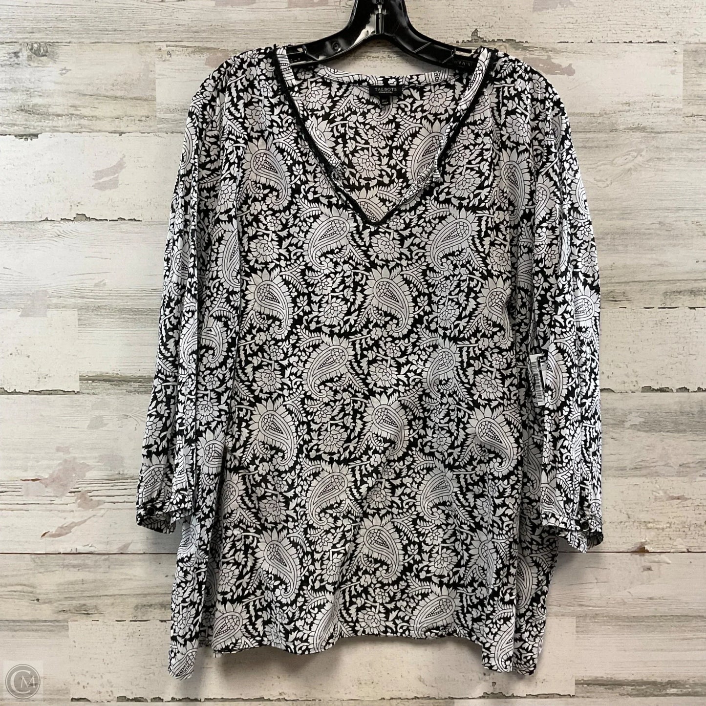 Top Long Sleeve By Talbots In Black & White, Size: 3x