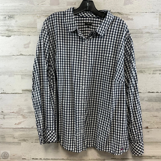 Blouse Long Sleeve By Talbots In Blue & White, Size: 3x