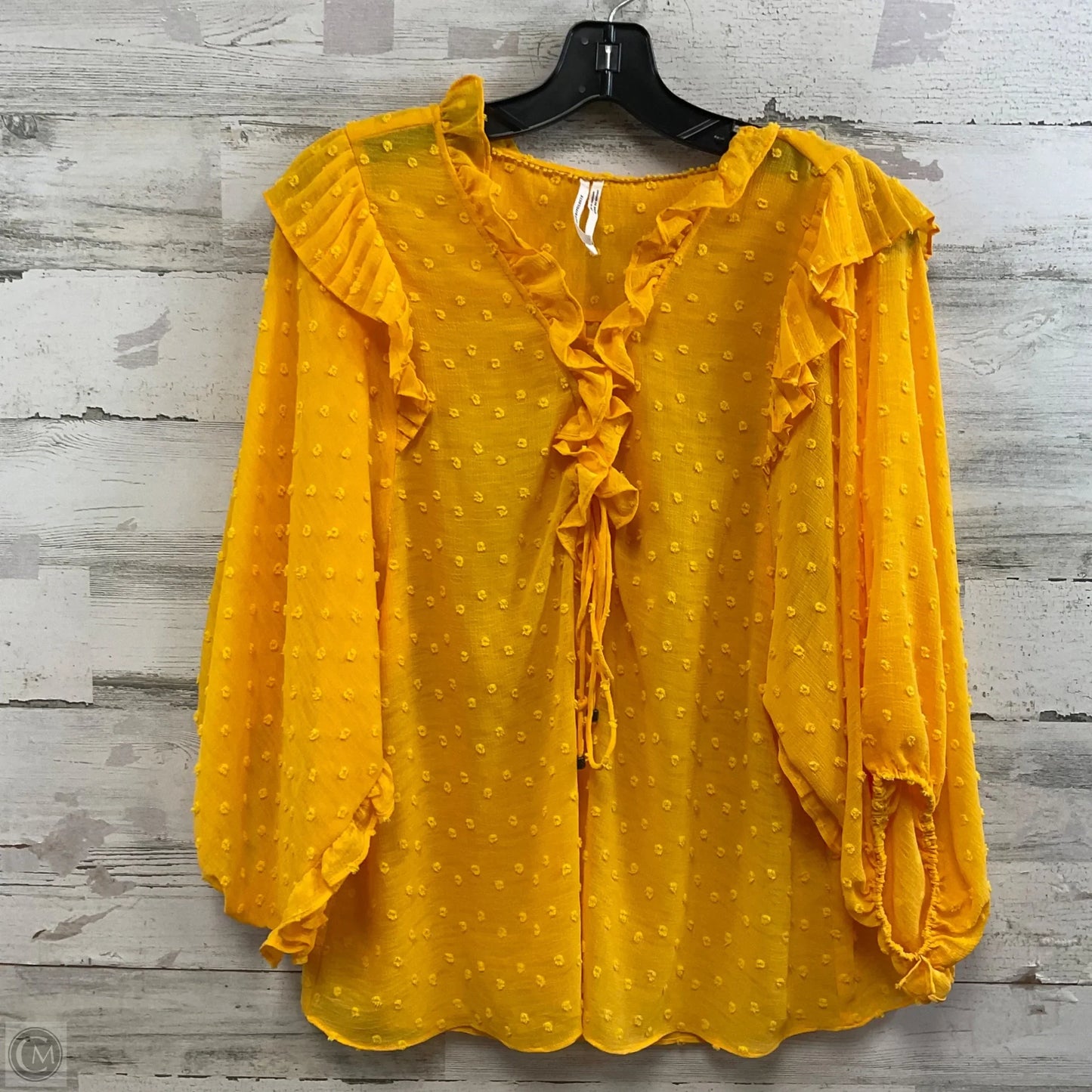 Blouse Long Sleeve By Anthropologie In Yellow, Size: M