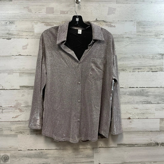 Blouse Long Sleeve By H&m In Silver, Size: S