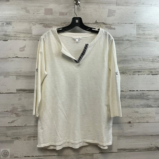 Top 3/4 Sleeve By Brooks Brothers In White, Size: L