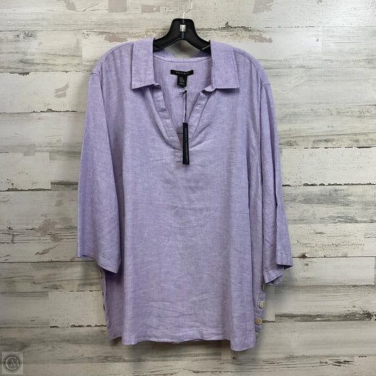 Blouse 3/4 Sleeve By Tahari In Purple, Size: 2x