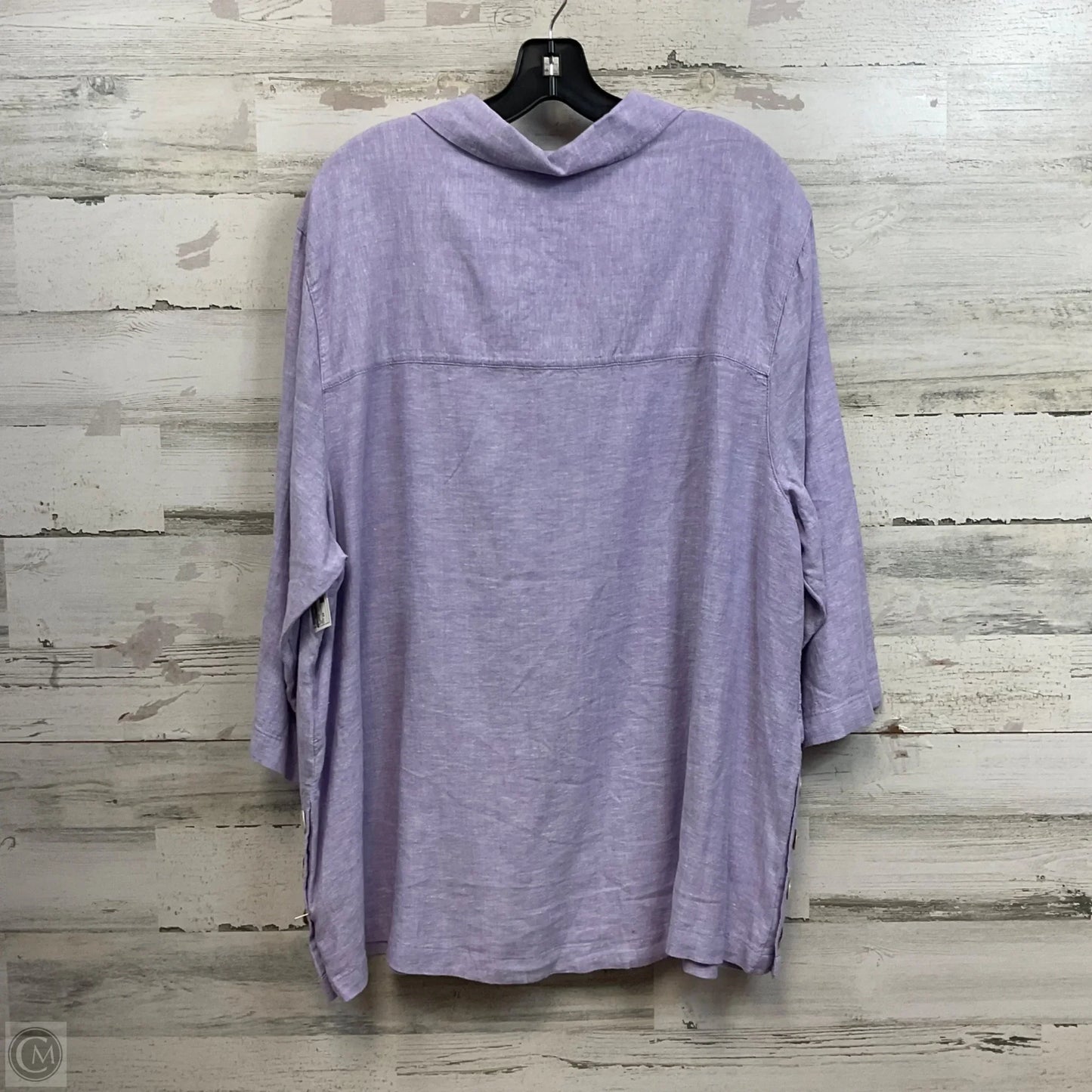 Blouse 3/4 Sleeve By Tahari In Purple, Size: 2x