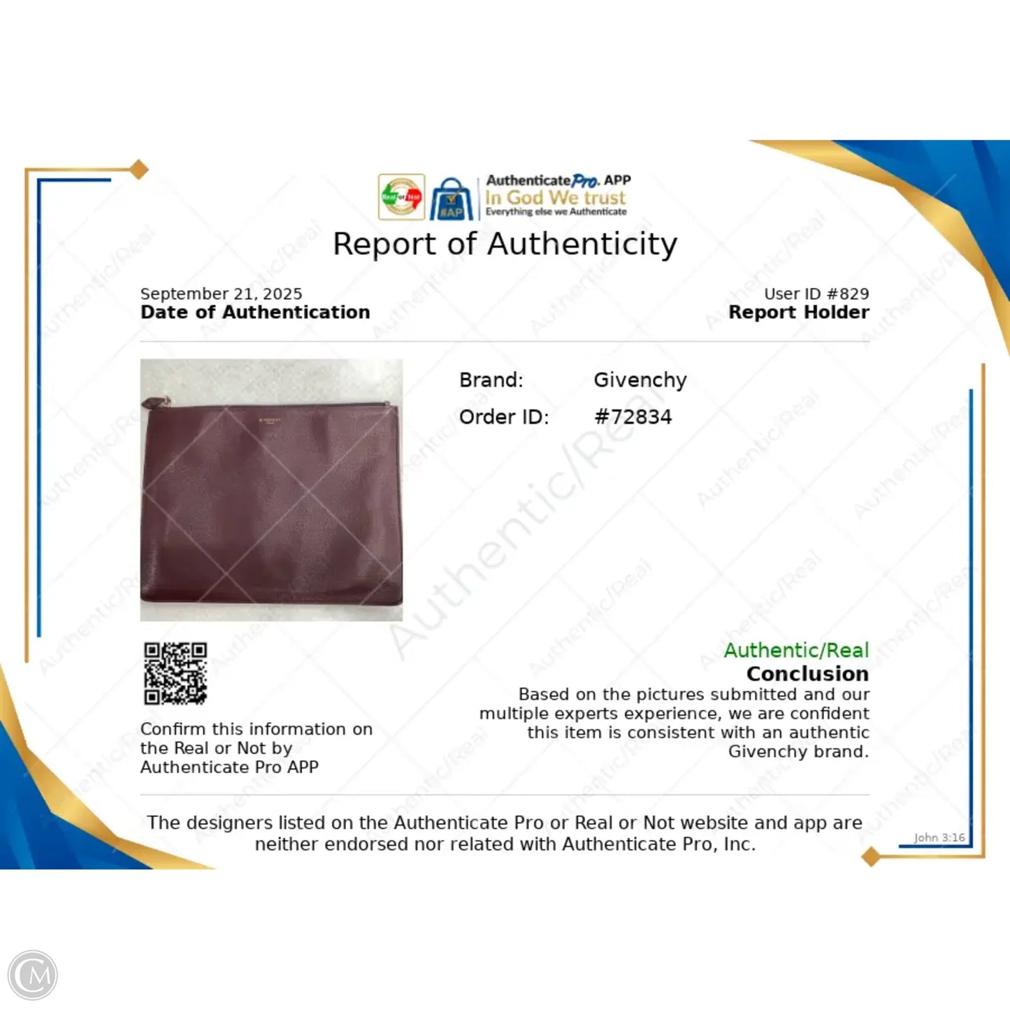 Handbag Luxury Designer By Givenchy, Size: Small