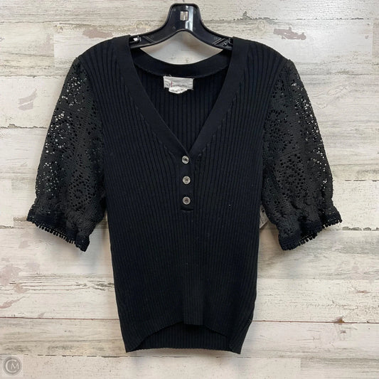 Top Short Sleeve By Anthropologie In Black, Size: L