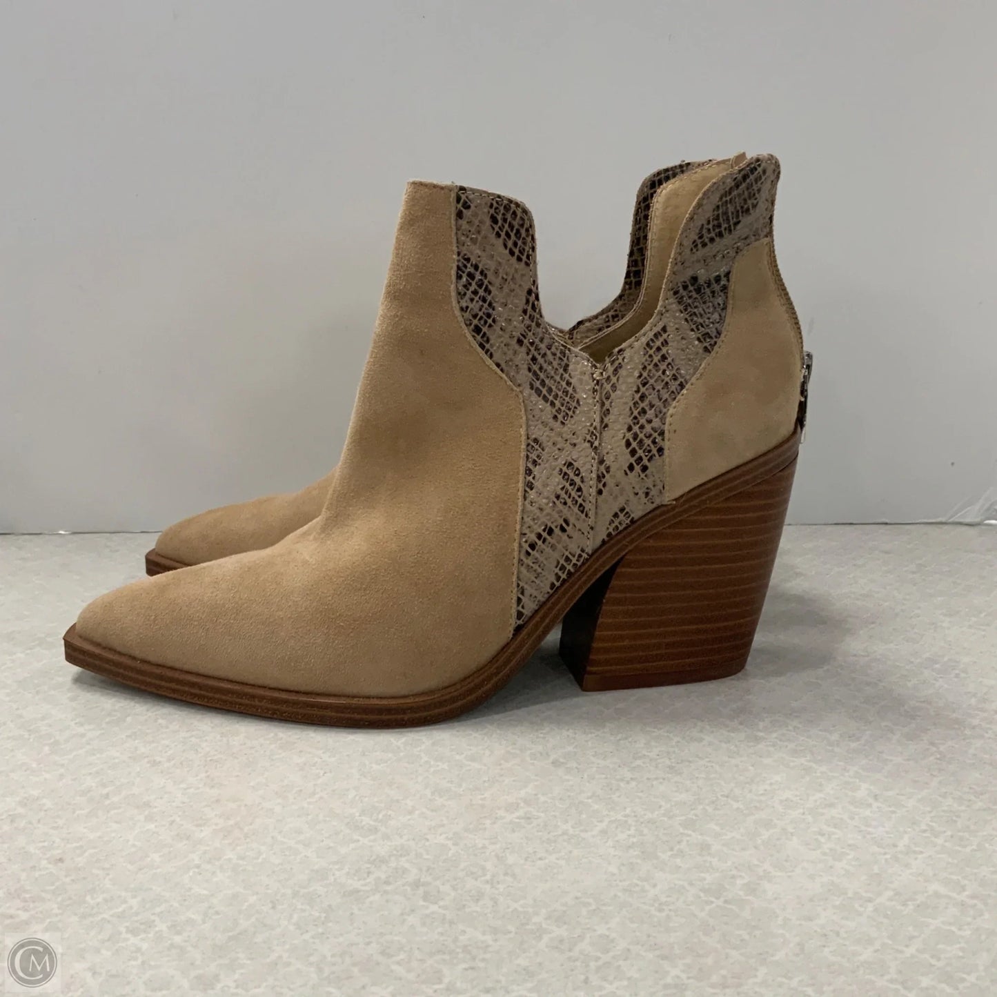 Boots Ankle Heels By Vince Camuto In Tan, Size: 8