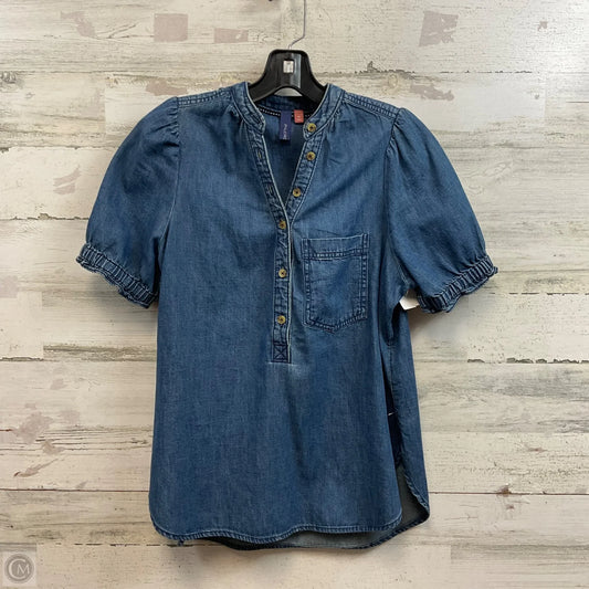 Blouse Short Sleeve By Pilcro In Blue Denim, Size: Xs