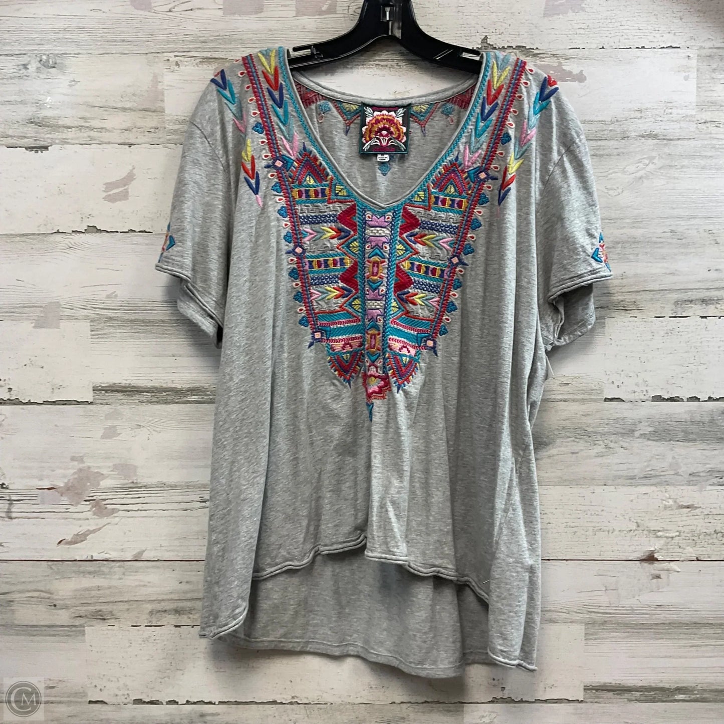 Top Short Sleeve By Johnny Was In Ivory, Size: Xl