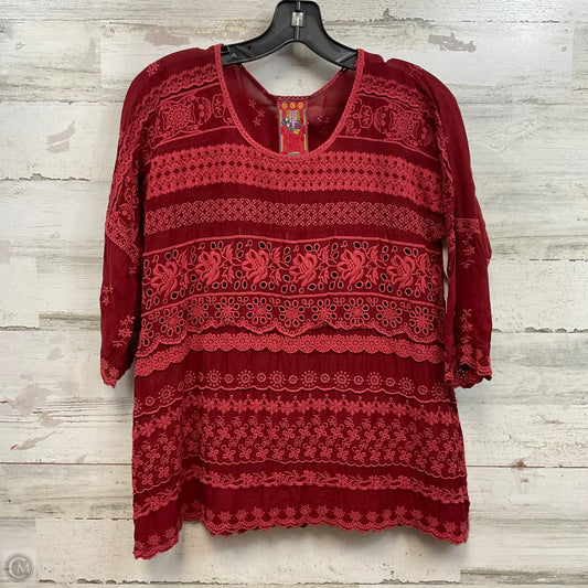 Top 3/4 Sleeve By Johnny Was In Red, Size: Xs