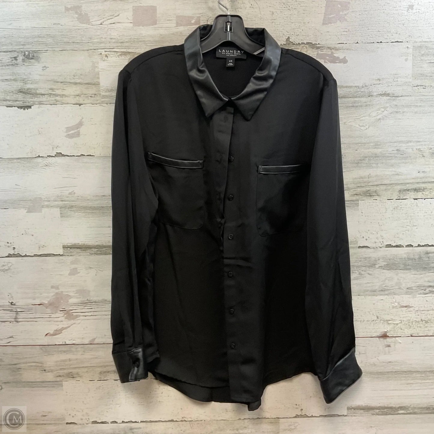 Blouse Long Sleeve By Laundry In Black, Size: L