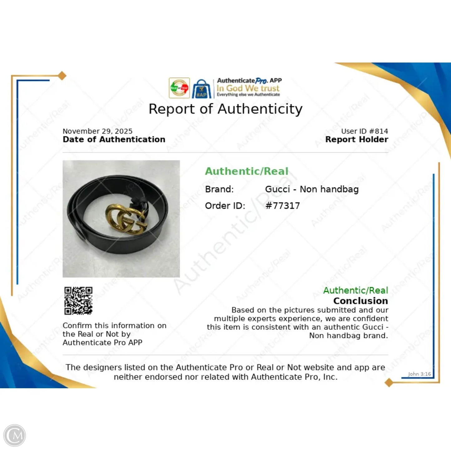 Belt Luxury Designer By Gucci