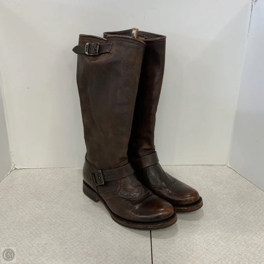Boots Knee Flats By Frye In Brown, Size: 9