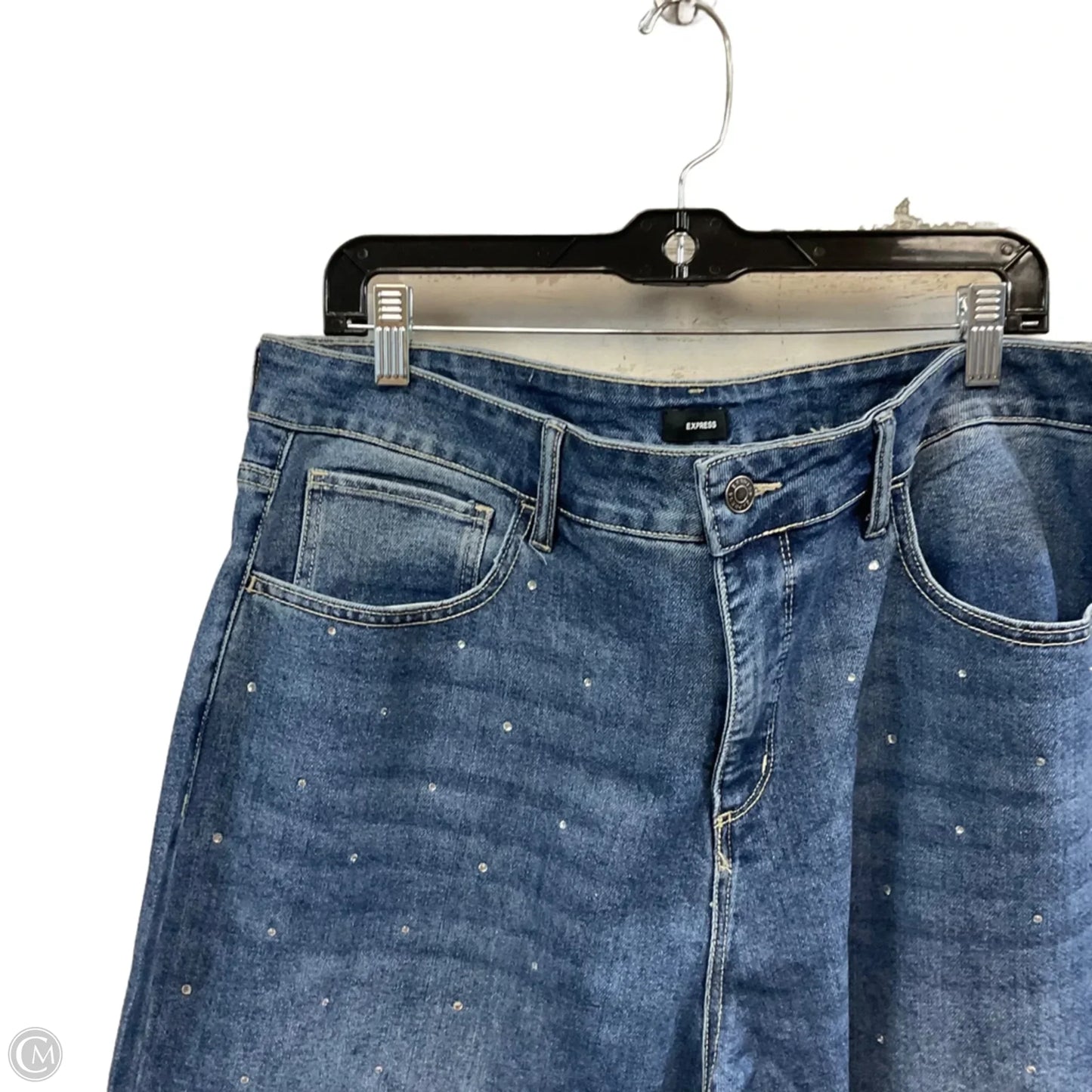 Jeans Wide Leg By Express In Blue Denim, Size: 16